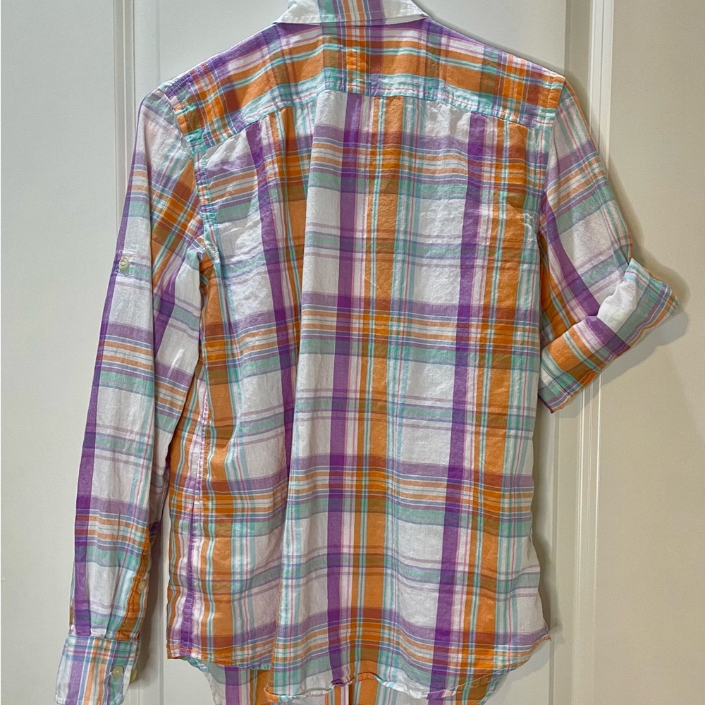 Ralph Lauren Plaid Button-Up Shirt w/ Roll Tab Sleeves Size M - Picture 3 of 4